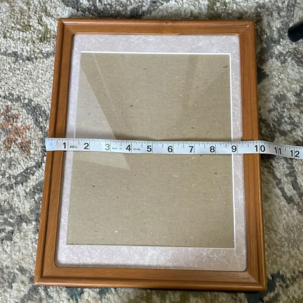 Vintage Picture Frame with Pink & White Matting Hang or Stand Freely